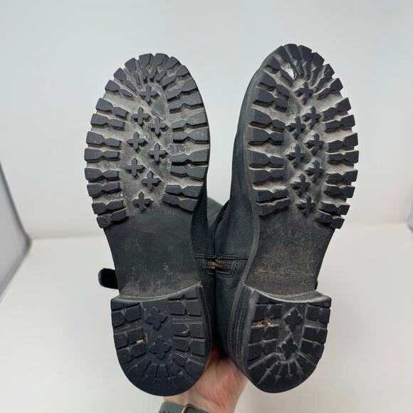 BP Black Leather Boots Tall 6.5 Zip Up Riding Boho Moto Biker Western Goth - Picture 8 of 10